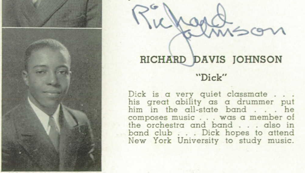 Photograph of Richard Davis Johnson from the 1940 Plainfield (NJ) High School yearbook